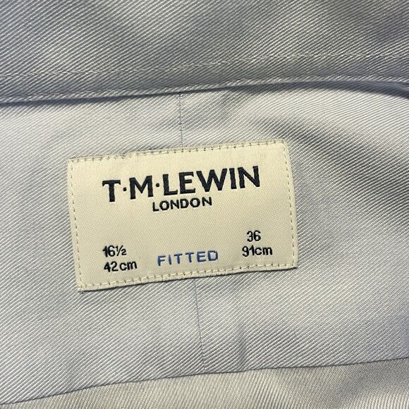 NWT T.M. Lewin London Fitted LS Button Up Oxford Shirt Light Blue Size 16.5 Men - Picture 4 of 9